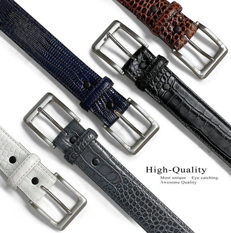 Belts.com Grove Dress Belt Italian Calfskin Genuine Leather Casual Belt 1-3/8"(35mm) Wide (Alligator Brown, 36) - Image 3